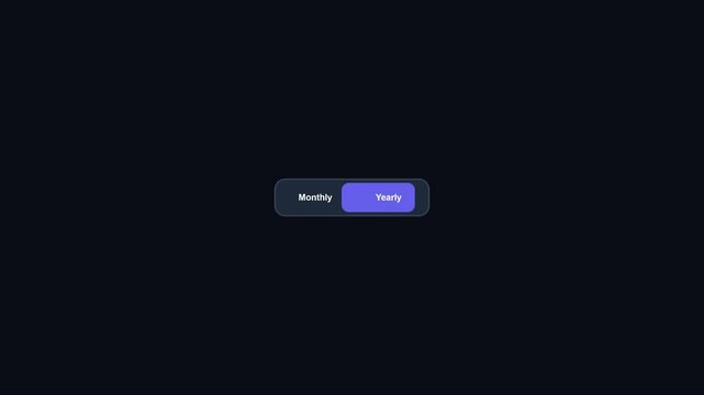 Monthly and yearly subscription toggle switch ui animation for website pricing plans and saa s software interfaces 4k