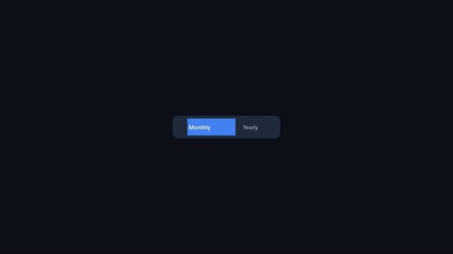 Monthly vs yearly subscription toggle switch ui animation for website pricing plans 4k