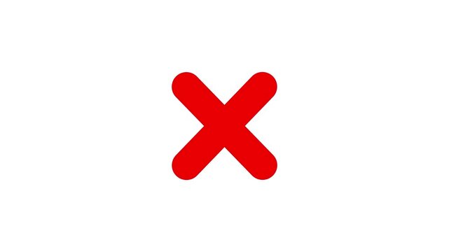 Red Cross Mark Icon Animation on Black Background