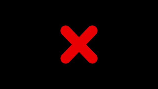 Red Cross Mark Icon Animation on Black Background