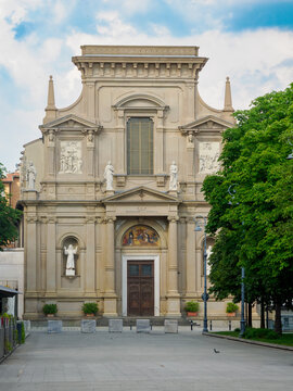Santi Bartolomeo e Stefano church along the Sentierone in Bergamo, Italy