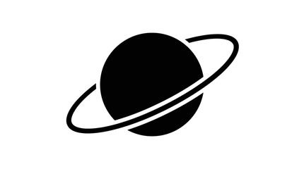 Black Planet with Ring System Icon. © doni