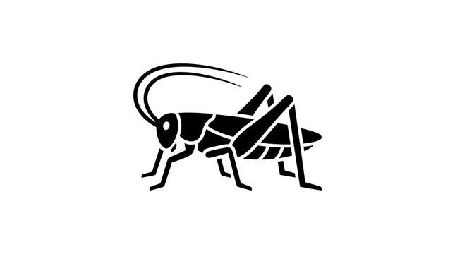 Black silhouette of a cricket insect.