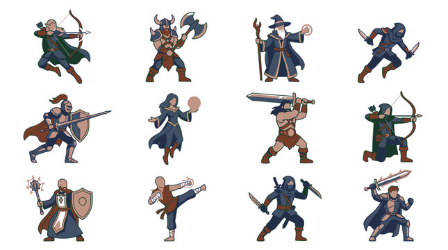 Classic fantasy adventurer character sprite sheet