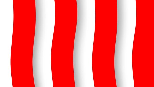 Indonesian Independence Day Abstract Red and White Wavy Stripes Background Loop.