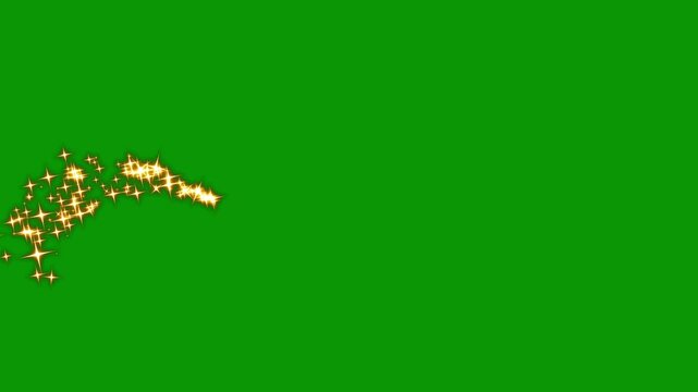 Glitter sparkles twinkle stars line and twinkle sparkle stars animation, magic sparkle glitter line stars, star sparkle vector doodles, glowing light effect, twinkling magic dust on green background.