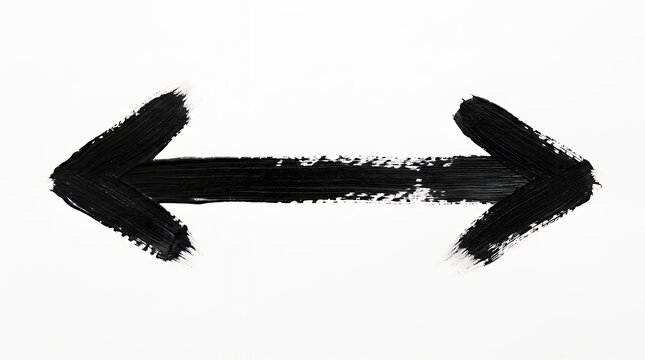 hand painted two way arrow hand painted two way arrow on pure white background clearly visible traces of brush strokes arrow hand painted two way arrow direction sign symbol pure white background