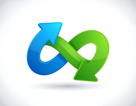 Infinity Symbol Vector Illustration with Blue and Green Intertwined Arrows