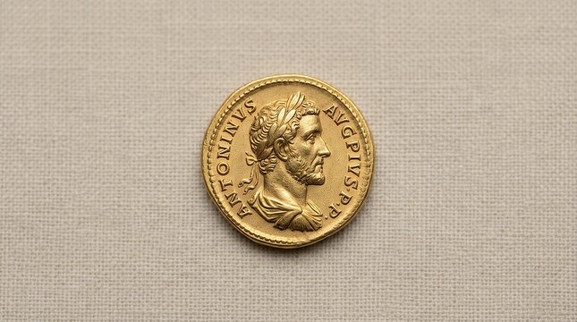 A Gold Aureus Coin From the Reign of Roman Emperor Antoninus Pius Dated AD 138-161 Minted in Rome Showcasing Ancient Roman Currency and Historical Artifact gold aureus antoninus pius ad 138-161 rome