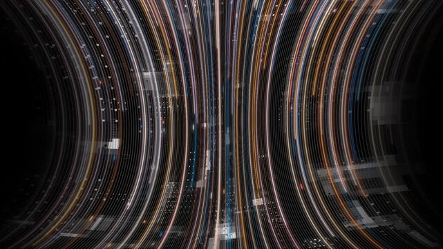 colourful branching neural network complex algorithm hi-tech design dark technology background