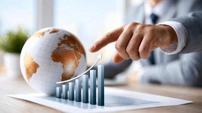 Global economy inflation forecast with business growth concept