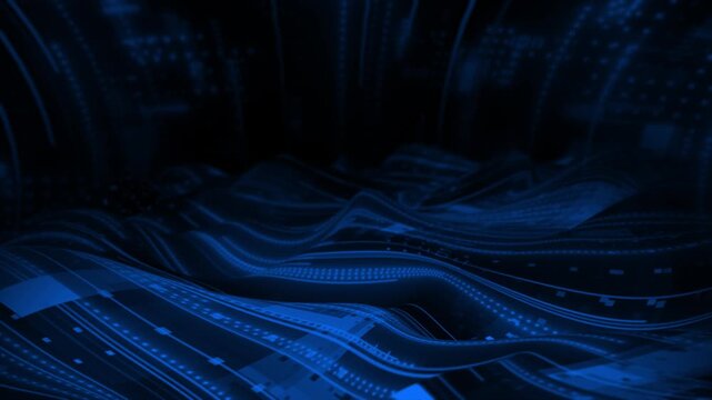 Royal blue color branching neural network complex algorithm hi-tech design dark technology background