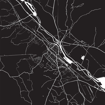 Vector Street Map of Pitesti Romania Black and White Minimalist City Road Map