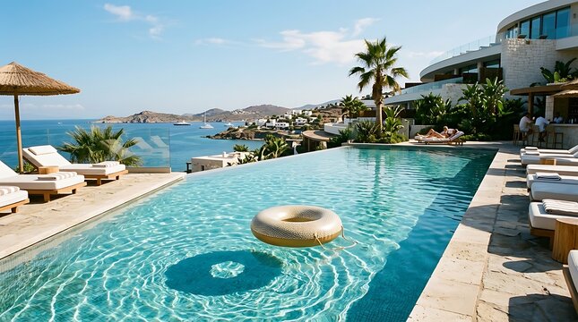 Luxury hotel infinity pool with ocean view