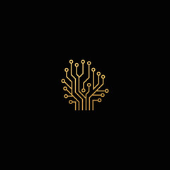 Naklejka premium Elegant Golden Circuit Tree Symbolizing Technology and Growth