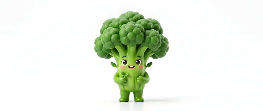 Cute cartoon broccoli character giving thumbs up gesture