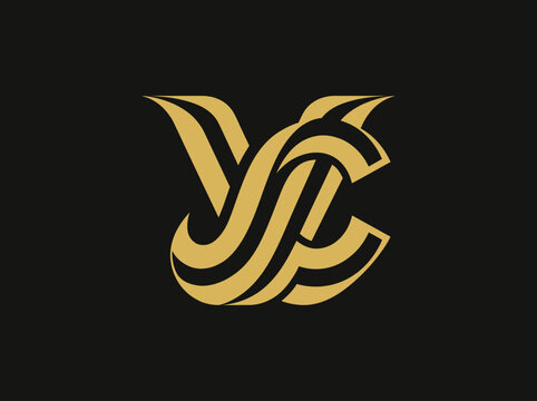Elegant Gold Monogram Logo YC Abstract Design