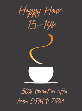 Coffee Happy Hour Banner Vector Illustration