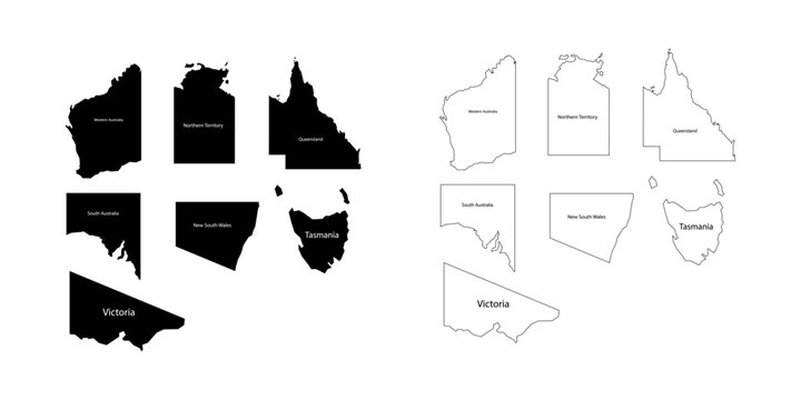 Australia States and Territories Vector Map Icon Set