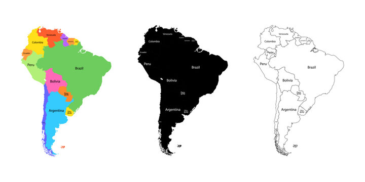 South America Political Map with Countries Administrative Divisions