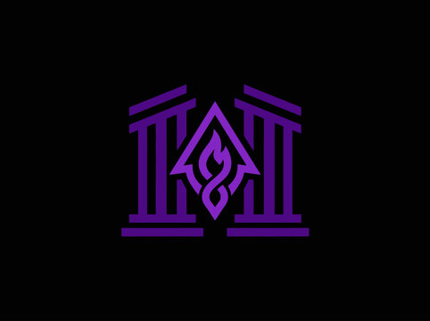 Elegant Abstract Emblem With Flame And Pillars