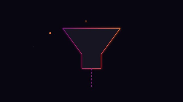 Neon gradient funnel animation for data filtering and marketing strategy 4k