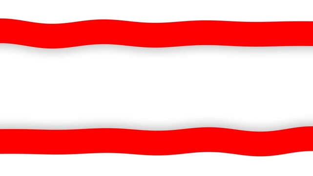 Indonesian Independence Day Red and White Wavy Ribbon Border Background Loop.