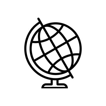 World globe line icon vector representing planet earth, travel, geography, education, and global connectivity