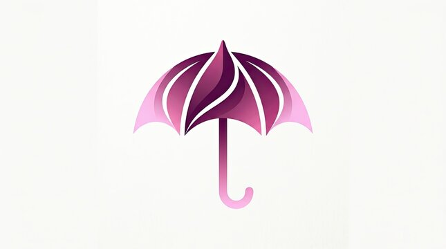 Abstract Modern Purple and Pink Gradient 3D Ribbon Umbrella Logo Icon Vector Illustration
