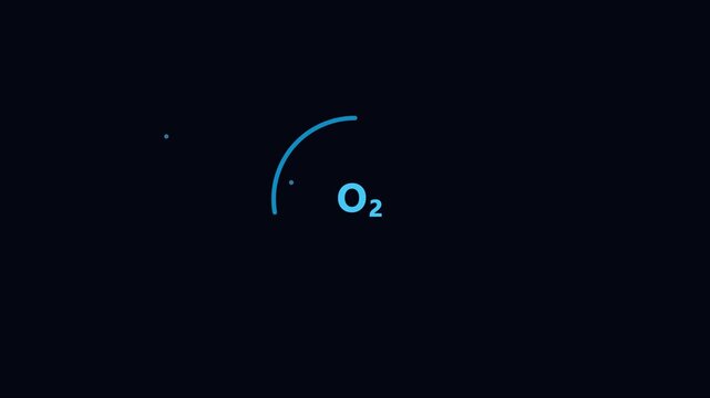 Oxygen o2 molecule chemical symbol loading animation on dark 4k background
