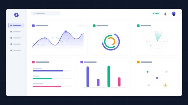 Modern Digital Dashboard UI with Interactive Data Visualization Charts and Graphs.