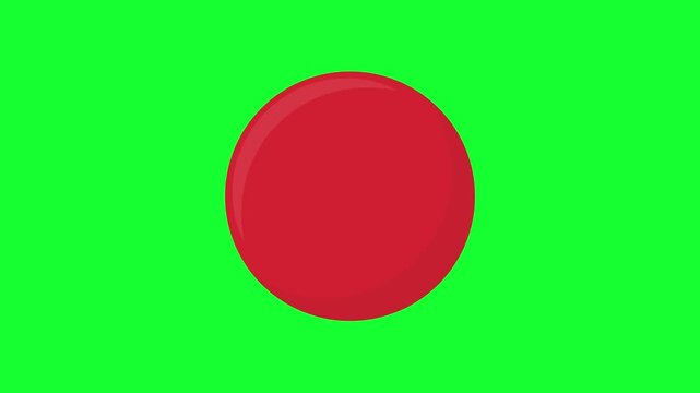 3D animated rotating red billiard ball number 3 spinning loop on green screen background. Isolated pool ball motion graphics element for sports video.