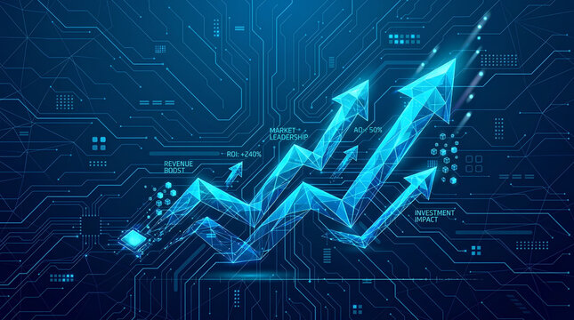 Digital Growth Graph Representing Financial Success and Technological Advancement