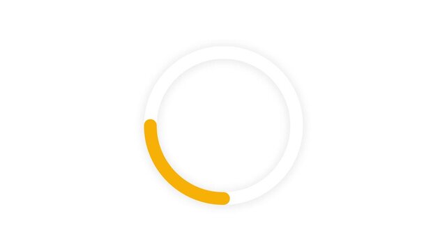 Clean yellow loading circle animation on bright white background. Minimalist motion graphics for web page preloading and mobile UI design.