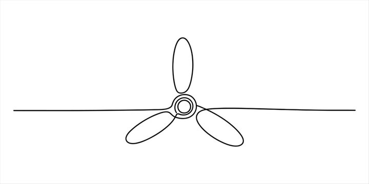 Continuous single line drawing of an airplane propeller icon