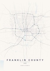 Fototapeta premium County Map Poster of Franklin, Ohio - Pastel Dream Style