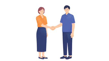 Fototapeta premium Business handshake between a man and a woman in professional attire