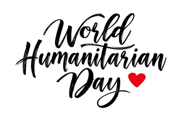 Fototapeta premium World Humanitarian Day calligraphy text. Elegant script lettering for charity event design.