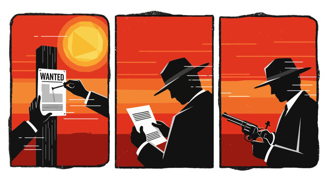 Bounty Hunter Storyboard Silhouette Vector