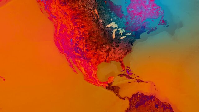 USA Heat Wave Weather Satellite Map Animation with High Temperature Isobars 4K Video