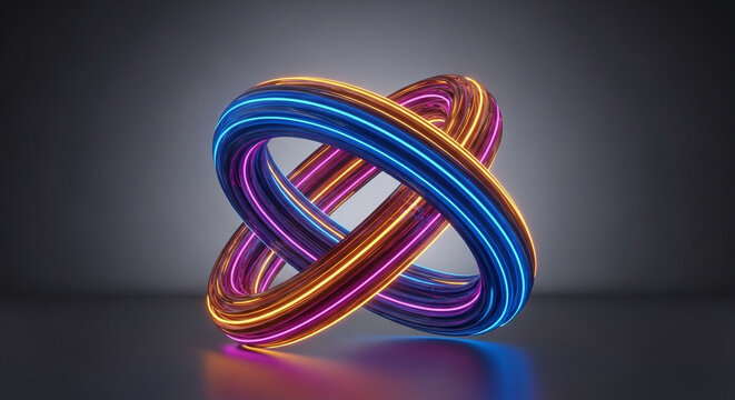 Colorful glowing torus knot abstract shape