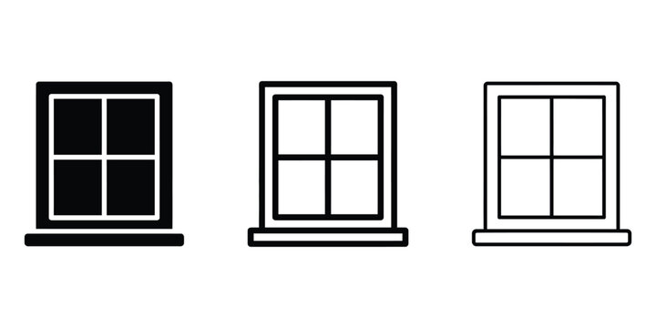 Home window icon silhouette vector outline and line art