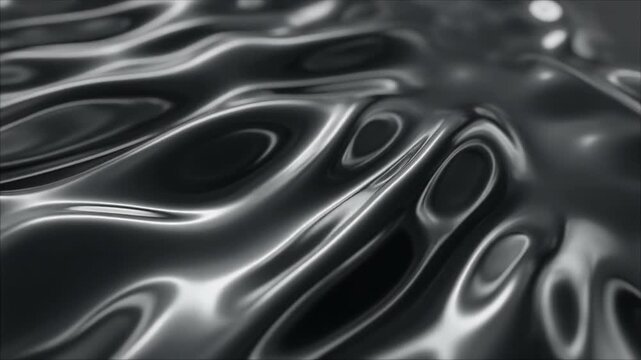 Abstract Chrome Liquid Metal Monochrome Motion Background