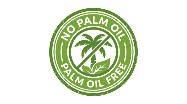 Eco sustainable palm oil free certification label vector icon organic natural product emblem environment protection green logo symbol for healthy dietary lifestyle marketing