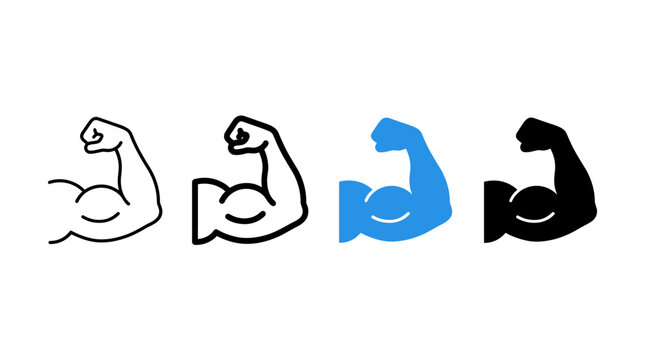 Powerful human bicep muscle icon symbolizing physical strength and fitness, creative black vector illustration of a flexing arm for gym logo design, bodybuilding athletics and weightlifting emblem.