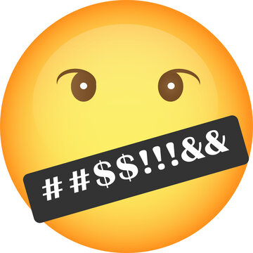 Swearing Emoji Face with Censored Speech Symbol and Orange Gradient Circle Icon