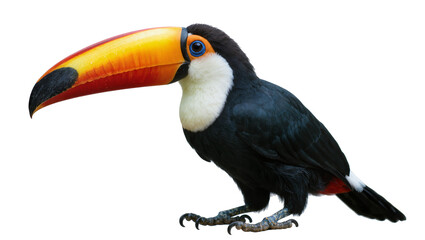 Fototapeta premium Large toucan with colorful beak, isolated on transparent background