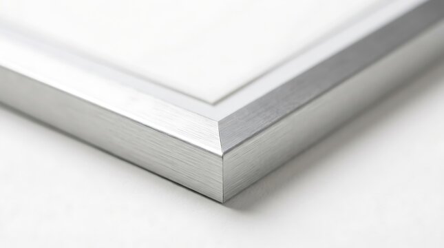 Close up of silver picture frame corner showing subtle texture and minor imperfections