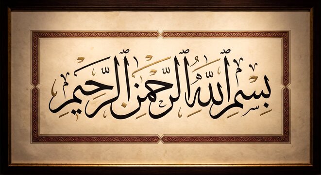 Bismillah Arabic Calligraphy Manuscript Frame