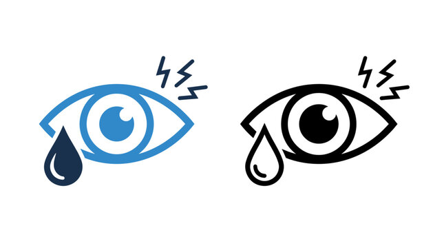 Visual Illustration of a Human Eye Experiencing Severe Pain and Shedding Tear Representing Ocular Irritation Medical Vision Symptom and Discomfort Icon